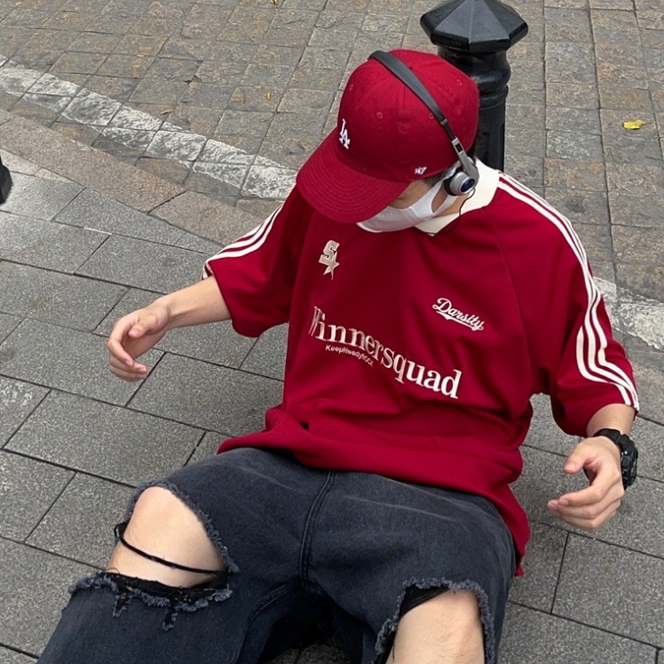 เสื้อแฟชั่น คอวี สไตล์อเมริกา สตรีทลุค 《งานปัก》