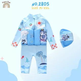 summer story ชุดว่ายน้ำเด็กมีชูชีพพร้อมหมวกชุดว่ายน้ำขาสั้น5ส่วน SPN 2805