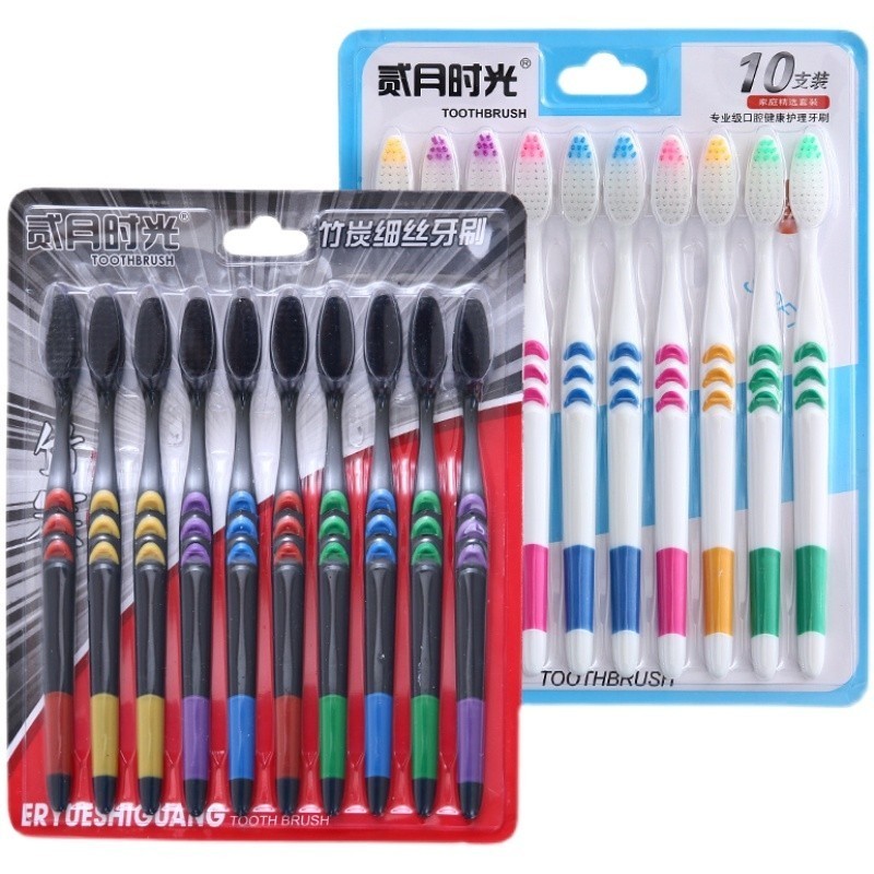 แปรงฟัน  1 แพ็ค 10 ชิ้น แปรงสีฟัน สำหรับผู้ใหญ่ ขนนุ่ม แปรงได้ลึกถึงซอกฟัน ส่งจากไทย