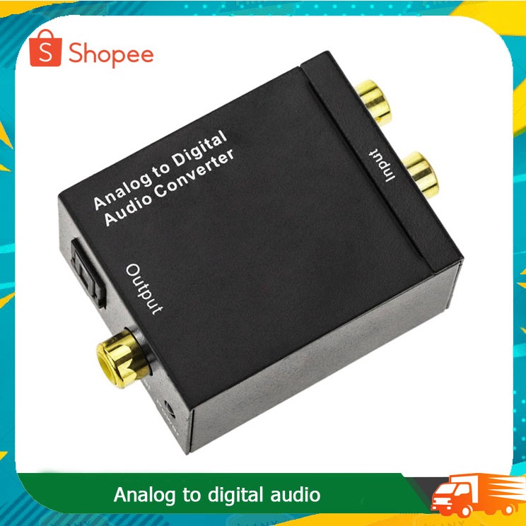 Analog to digital audio converter with 2xRCA to toslink and coax