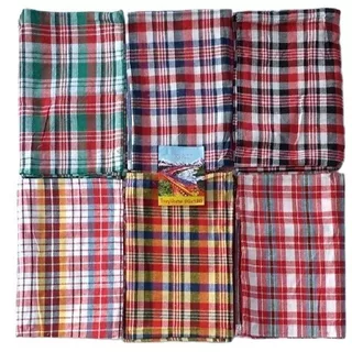 ผ้าขาวม้า ผ้าขาวม้าตรารถไฟ ผ้าขาวม้าเย็บริม ขนาด 80x190cm คละลาย ขายส่งแบบยกกุลี20ผืน