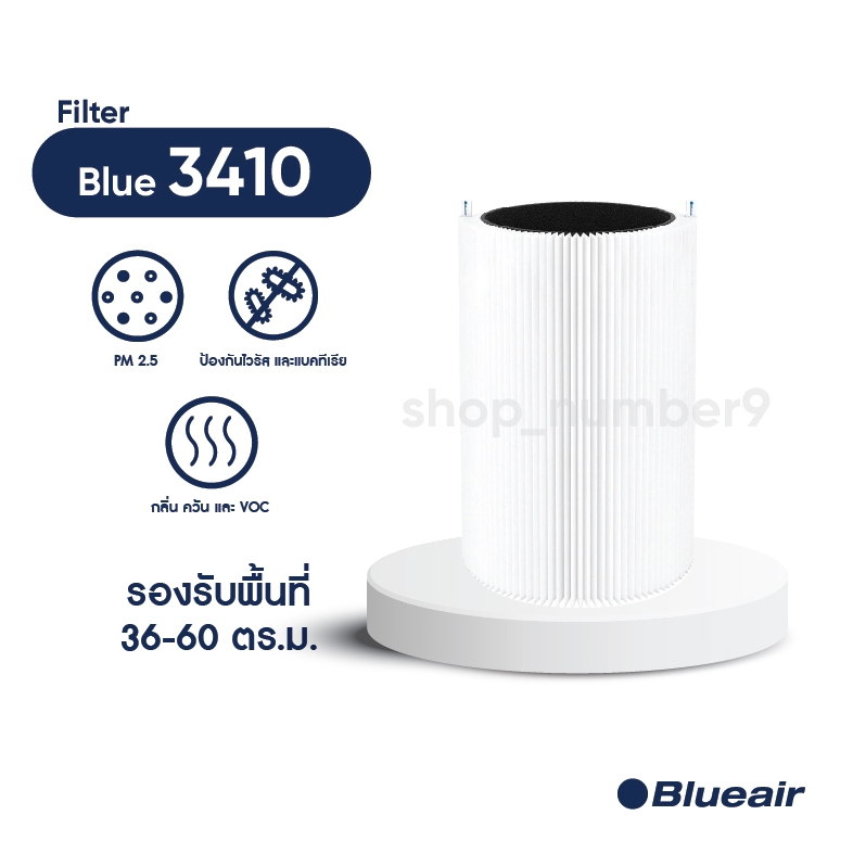 Blueair ไส้กรองอากาศ รุ่น blue 3410 filter แผ่นกรอง Particle + Carbon กรองฝุ่น pm2.5