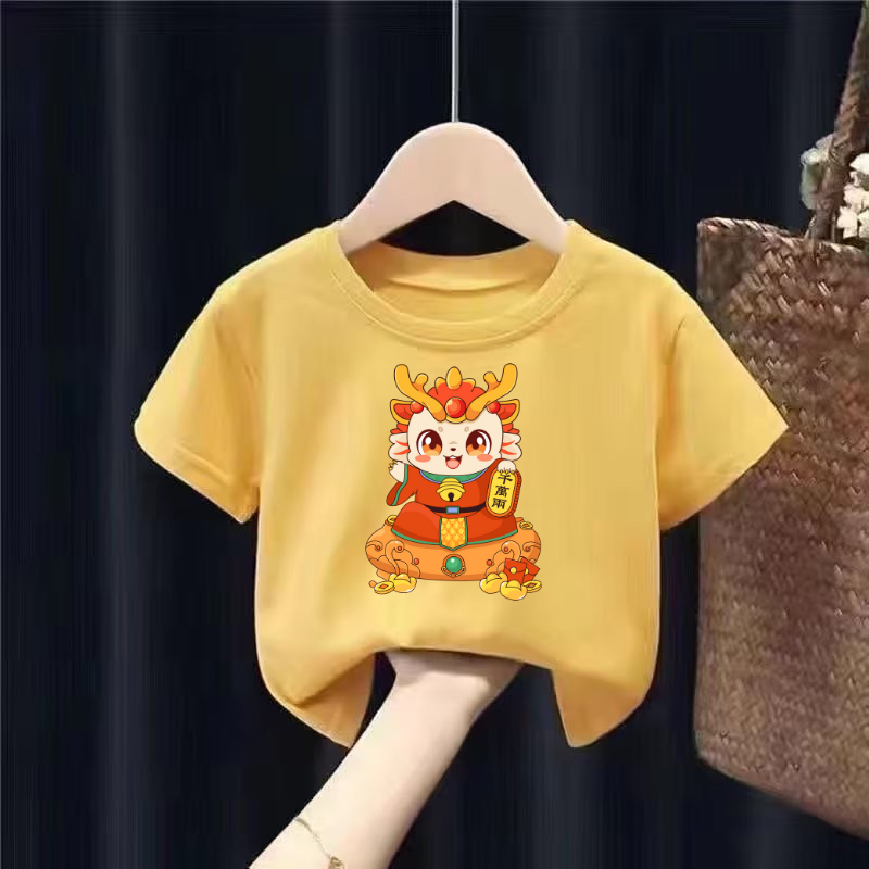 เสื้อยืดเด็กพิมพ์ลายการ์ตูน เนื้อผ้าฝ้าย ลายตรุษจีน Chinese New Year 