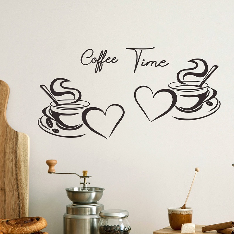 สติ๊กเกอร์แก้วกาแฟ ชา cafe coffee สำหรับตกแต่งผนัง ตกแต่งห้องนอน ร้านกาแฟ FX-A390