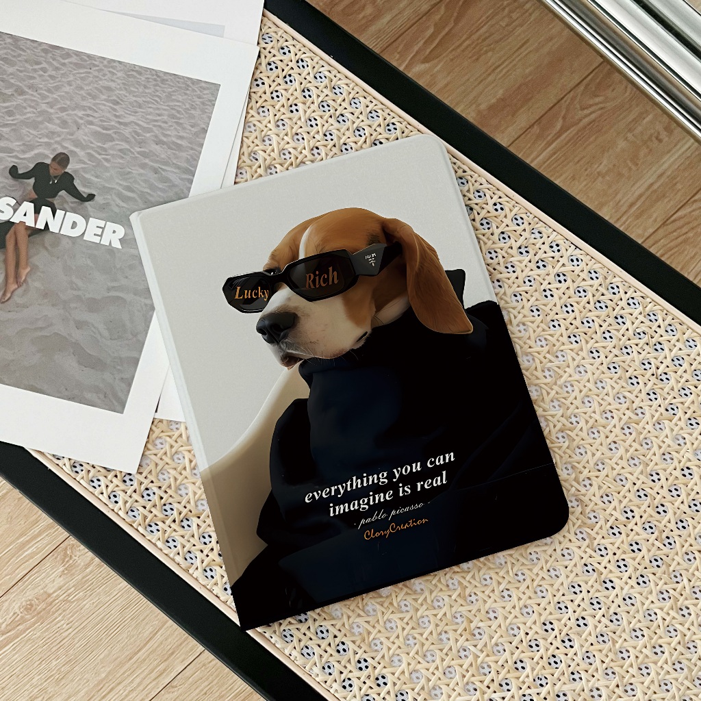 24 ชั่วโมง เคสไอแพด handsome dog Gen9 Air5 เคส iPad Gen8 pro11 2024 Air4 Case มีที่เก็บปากกา Air6