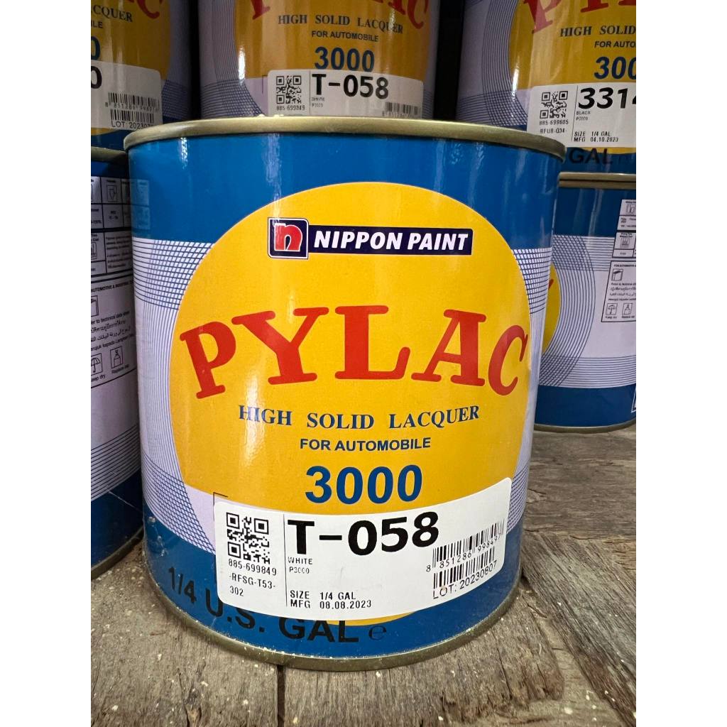 สีพ่นรถยนต์ สีรถยนต์ สีไพแลค 3000 Pylac สีตราผึ้ง เบอร์ T-058 (สีขาว) (ขนาด 0.946 ลิตร)