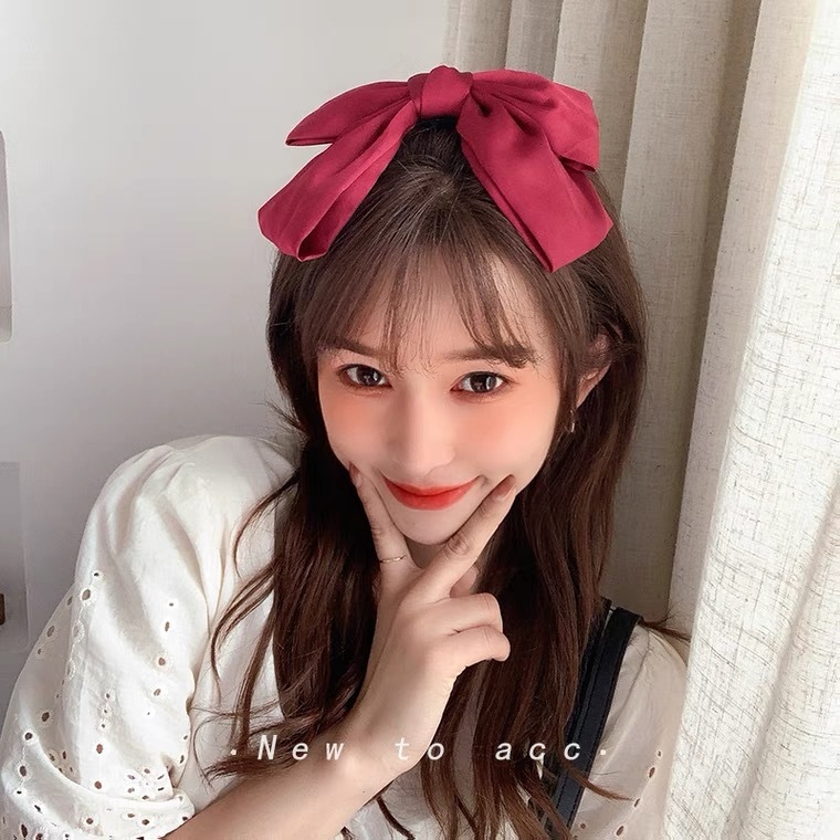 โบว์ติดผมสวยๆ โบว์ผูกผม ผ้าไหม โบว์ติดผมสไตล์เกาหลี เครื่องประดับผม สำหรับผู้หญิงFashionable big bow tie hairpin child h