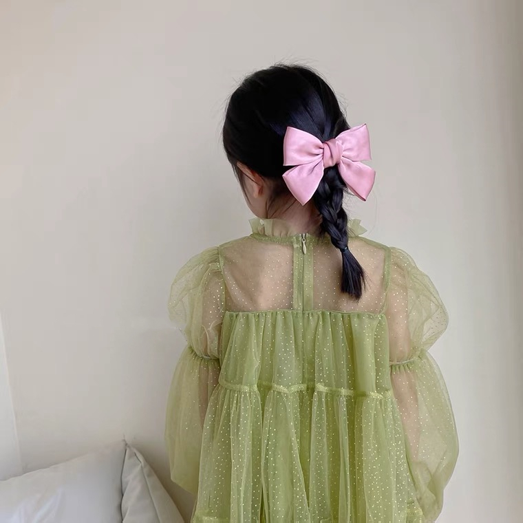 โบว์ติดผมสวยๆ โบว์ผูกผม ผ้าไหม โบว์ติดผมสไตล์เกาหลี เครื่องประดับผม สำหรับผู้หญิงFashionable big bow tie hairpin child h