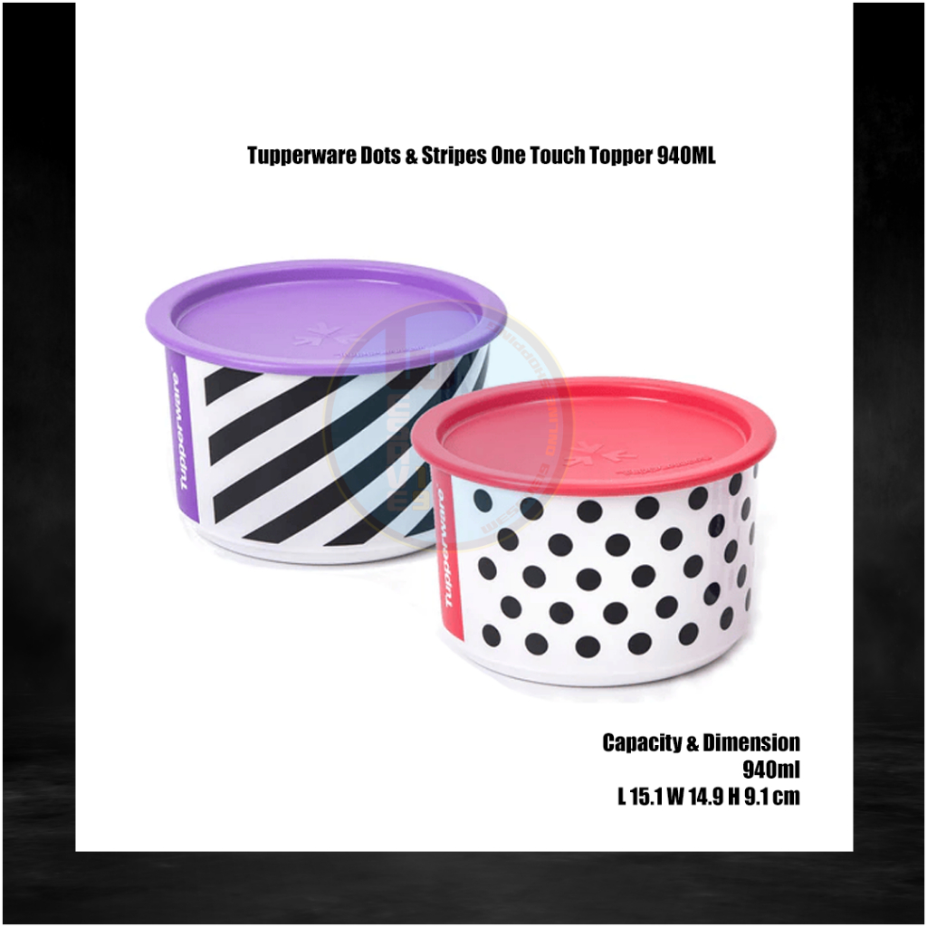 Tupperware Dots &amp; Stripes One Touch Topper 940ML ราคาต่อ 1ใบ คละสี