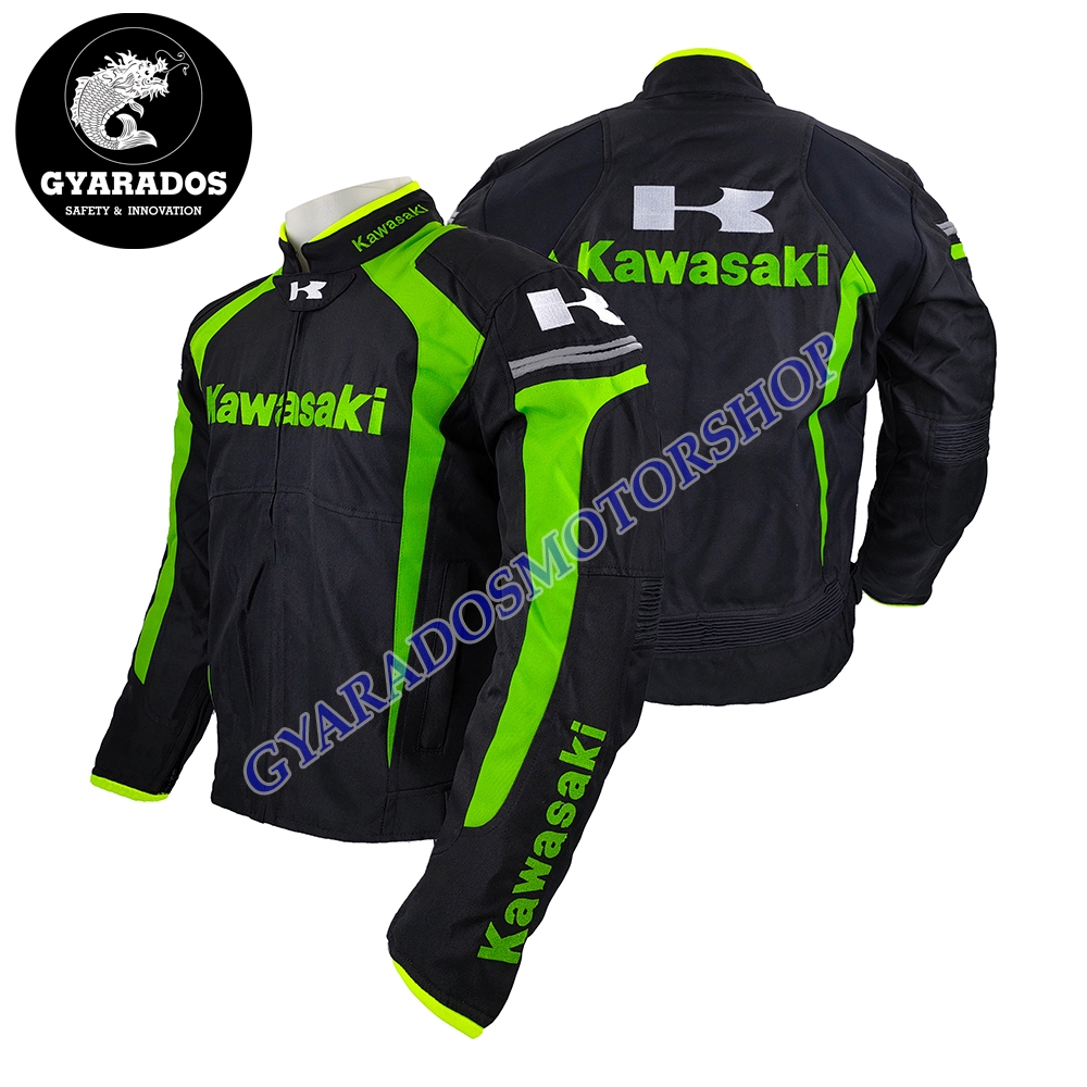 เสื้อการ์ดมอเตอร์ไซค์ Kawasaki ผ้าคอร์ดูร่า(CORDORA)น้ำหนักเบาและสามารถกันน้ำได้ในระดับหนึ่ง มีไซส์ M ไซส์เดียว