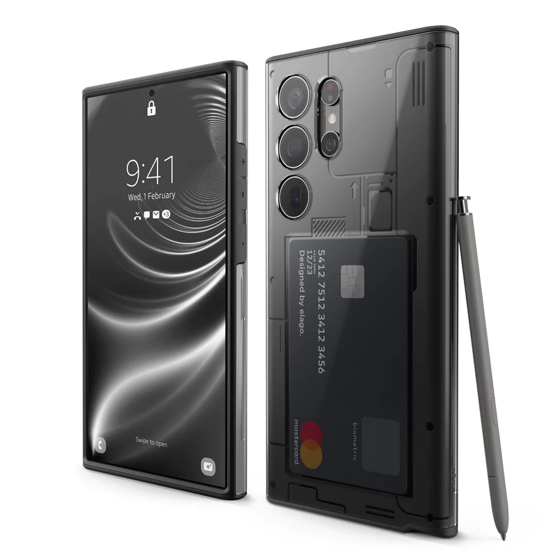 elago X-Ray Case for Galaxy S24 Ultra เคสใสลายวงจรไฟฟ้า ใส่การ์ดได้และแตะได้ สินค้าพร้อมส่ง