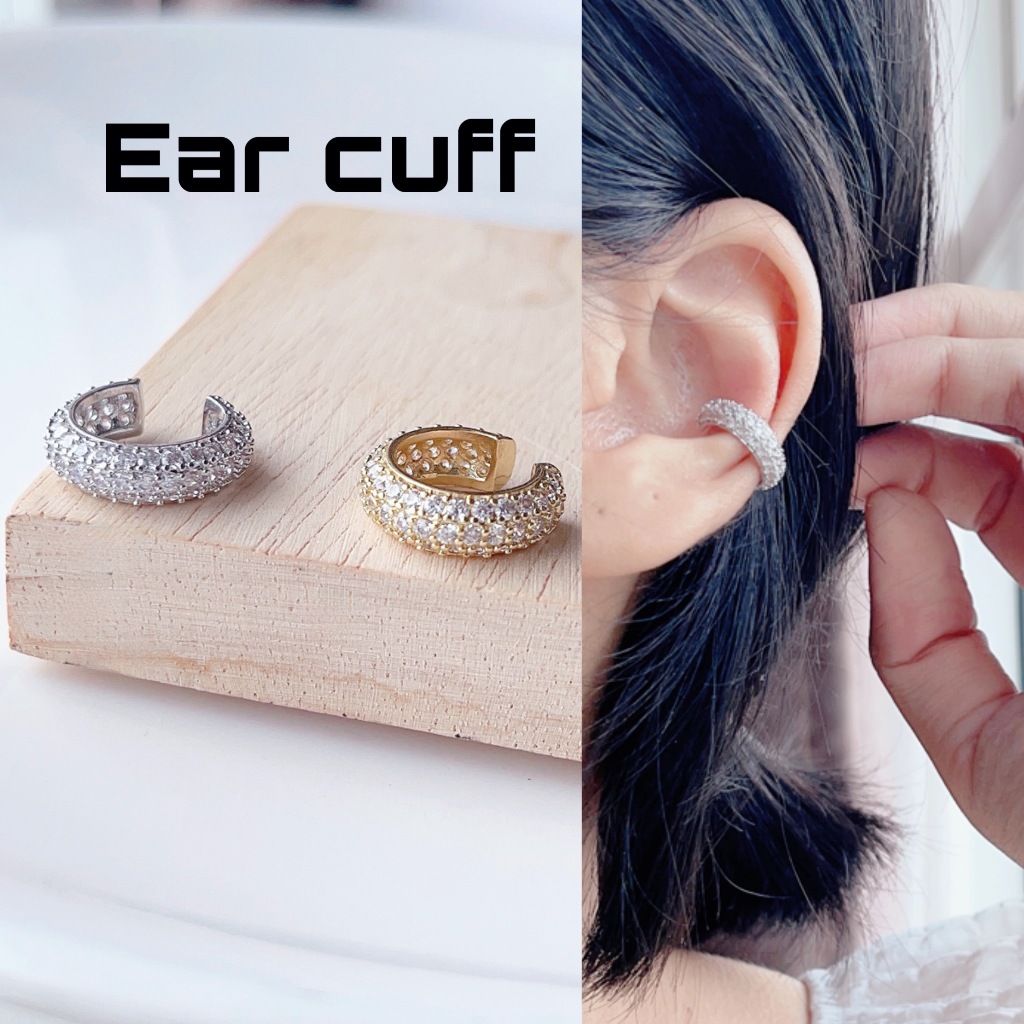 Ear cuff ต่างหูแบบเกี่ยว ไม่ต้องเจาะหู งานพรีเมียม สีเงิน สีทอง ใส่ออกงาน