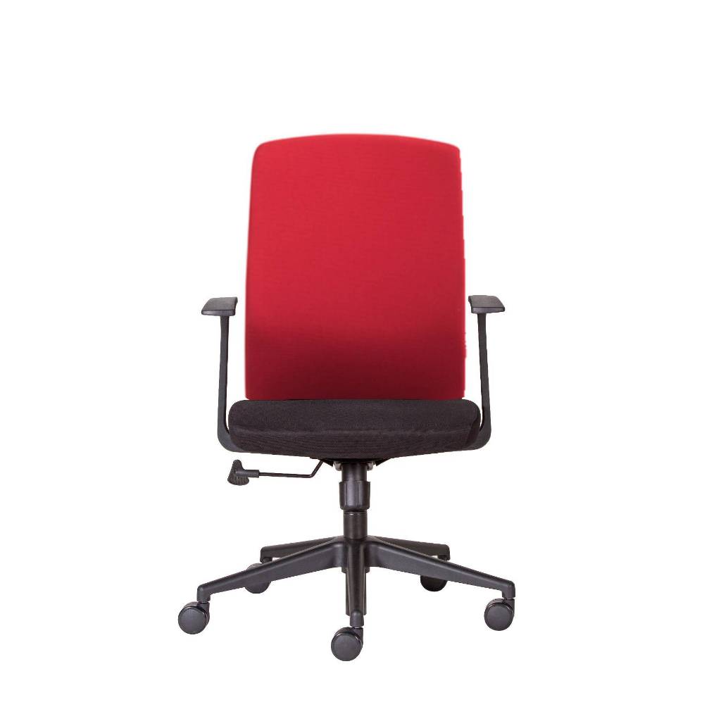 modernform เก้าอี้ทำงาน รุ่น Series A1  แขนปรับไม่ได้ ขาไนลอน พนักพิงกลางสีแดง