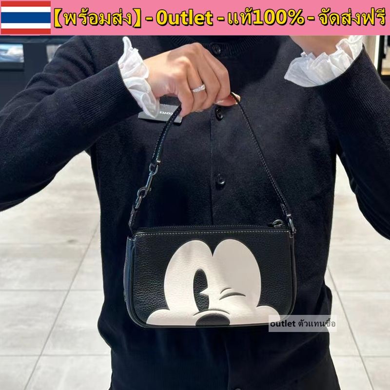 【พร้อมส่ง】แท้ % outlet Disney Mickey Nolita 19 กระเป๋ารักแร้ใบเล็กของผู้หญิงกระเป๋าถือ สามารถใส่มือถือขนาด 7 นิ้วได้