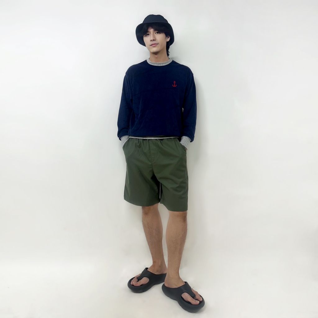 PORTLAND กางเกงขาสั้น / Shorts with Embroidery (Green)