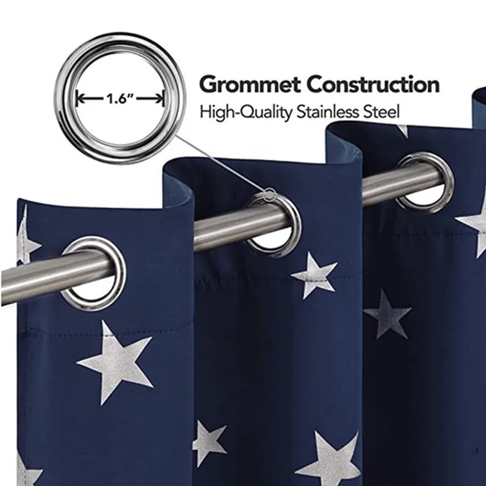 แนะนำ ผ้าม่าน ผ้าม่านทึบแสงลายดาว ห่วงตาไก่ กันแดด กันยูวี ม่านหน้าต่าง-ประตู พร้อมส่ง ราคาพิเศษ มีเก็บเงินปลายทาง