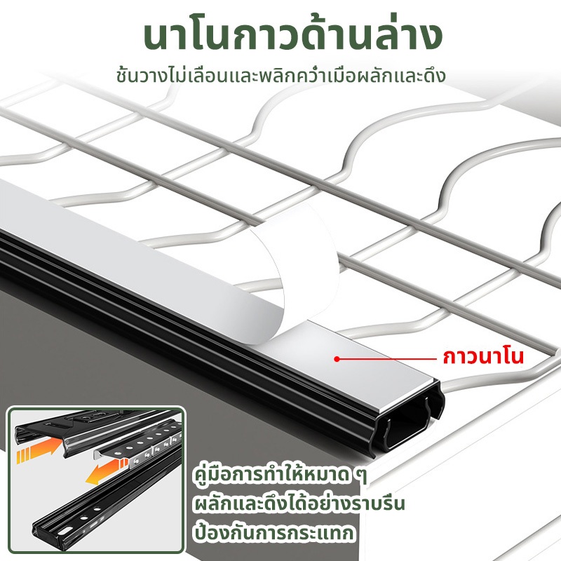 ชั้นวางจาน สแตนเลส ชั้นวางจานแบบลิ้นชักพร้อมรางเลื่อน ชั้นวางจานดึงออก ชั้นวางของในครัว กล่องเก็บช้อนส้อม - รูปที่ 3