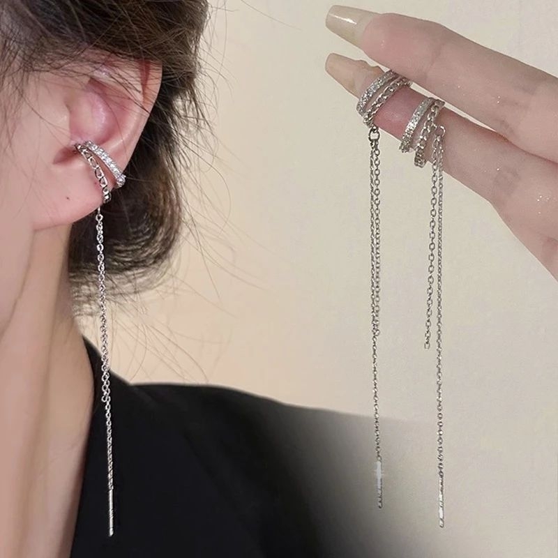 ต่างหูแบบหนีบคริสตัลห้อยโซ่ • Crystal Chain Ear cuff