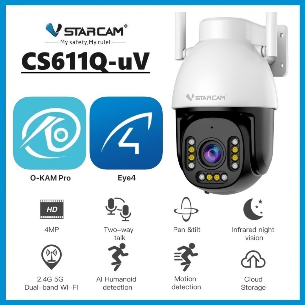 VSTARCAM CS611Q-uV 4MP Ultra HD Night Color 5GHz Dual-Band WiFi กล้องวงจรปิดไร้สาย Ai + ตรวจจับคน