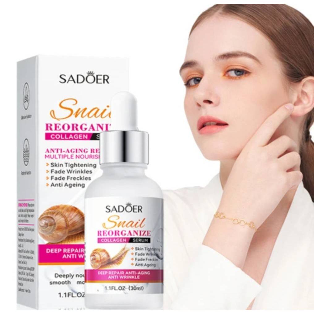 ( มีส่งด่วน ) SADOER SNAIL RECONDIZE COLLAGEN SERUM เซรั่ม บำรุงผิวให้ชุ่มชื้น 30 ml. ขวดขาวชมพู