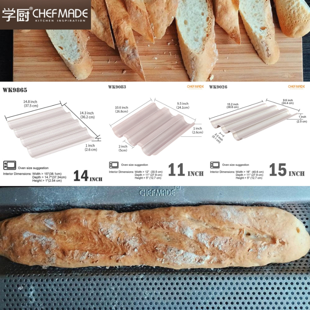 #chefmade ถาดอบขนม บาเกต French baguette พิมพ์อบขนมปังฝรั่งเศส รุ่น WK 9865 / WK 9083 /WK 9026 พร้อมส่ง ของแท้ ไม่ติดพิม