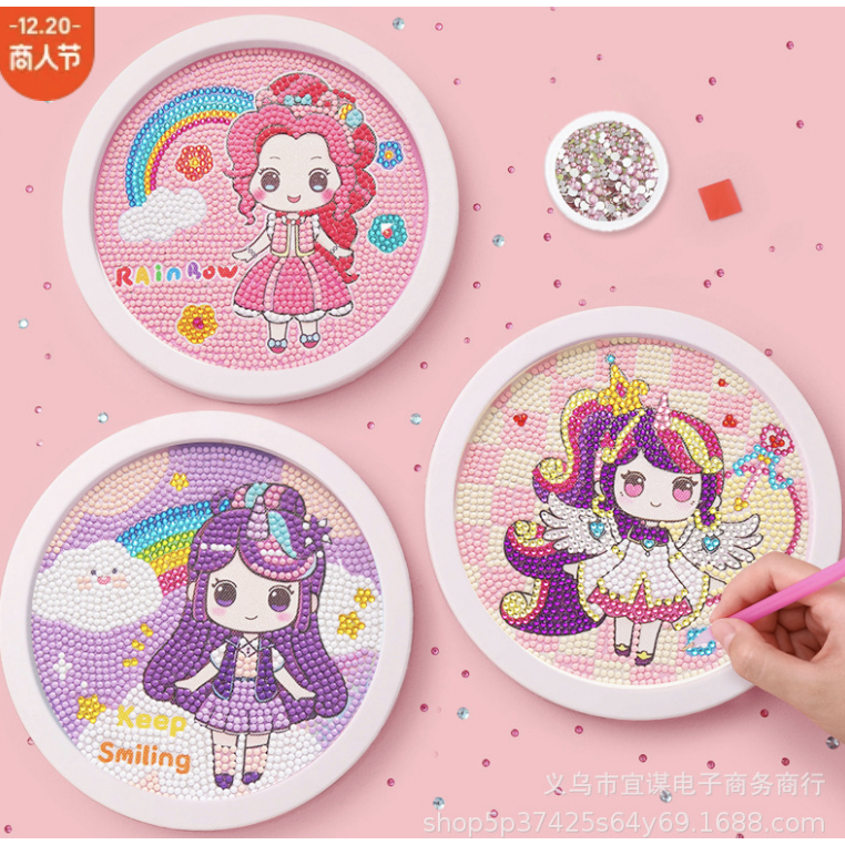 ครอสติสคริสตัล ของเล่น DIY พร้อมกรอบ Diamond Painting ลายการ์ตูน ภาพละเอียด **พร้อมส่ง จากไทย**