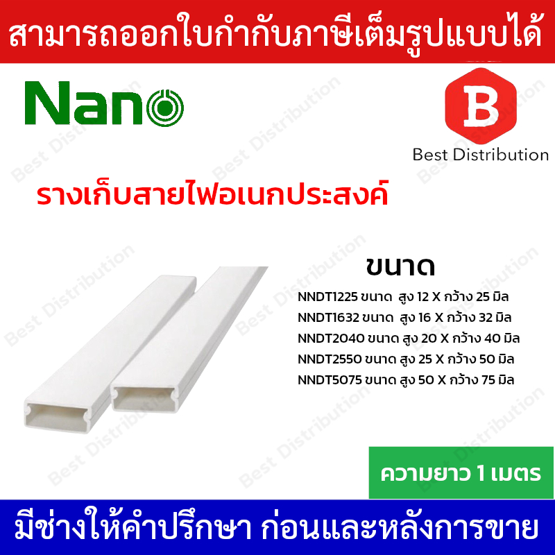 NANO รางเก็บสายไฟอเนกประสงค์ สีขาว ยาว 1 เมตร รุ่น NNDT **รบกวนสั่งซื้อแยกกับสินค้าอื่น**