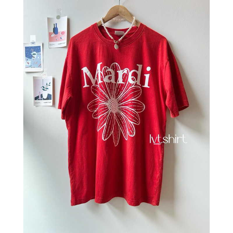 เสื้อยืดฟอกสีแดงลายmarDi