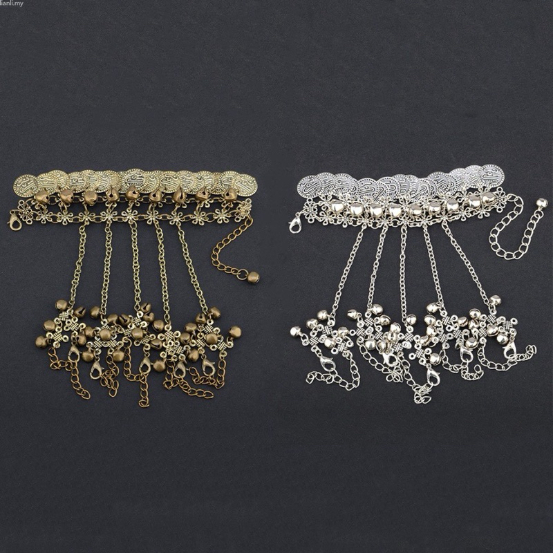 𝓑𝓮𝓪𝓾𝓽𝓲𝓯𝔂สร้อยข้อมือเหรียญกระดิ่งสวมนิ้ววินเทจสไตล์จีนอินเดียสำหรับเป็นพร็อพเพิ่มความสวยงาม - รูปที่ 7