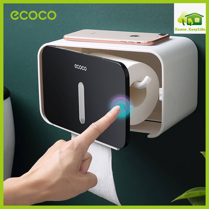กล่องทิชชู่ติดผนัง Ecoco ไม่ต้องเจาะรู กันน้ำติดแน่น ติดตั้งง่าย ใช้ได้ทั้งทิชชู่ม้วนและแผ่น