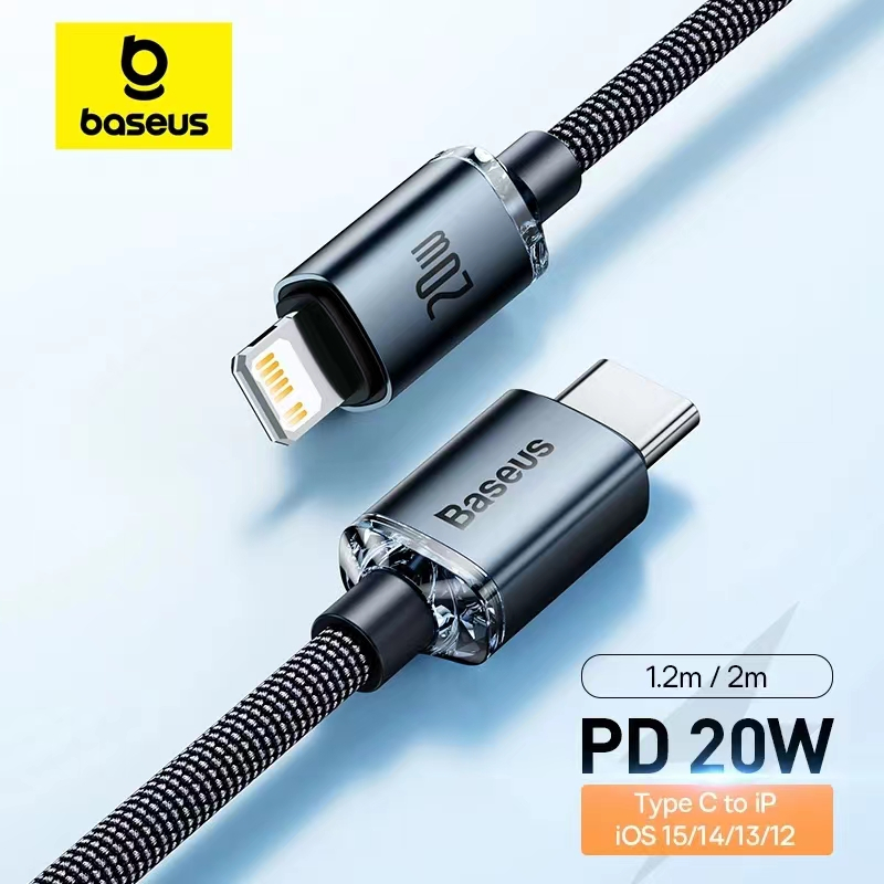 Baseus สายชาร์จเร็ว Type C to Ip 20W ชาร์จเร็ว หัวคริสตัล Fast Charging