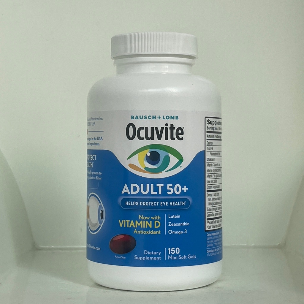 Bausch & Lomb Ocuvite Eye Adult 50+ 150mini softgels Lutien,Zeaxanthin,Omega3 วิตามินบำรุงสายตา ช่วย