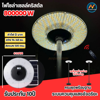 ไฟโซล่าเซลล์คริสตัส ไฟufo (ครบชุดติดตั้งง่าย) สว่าง360องศา 500000W ไฟสนามLED ตกแต่งสวน แสงขาว วอร์มไวท์ กันน้ำ