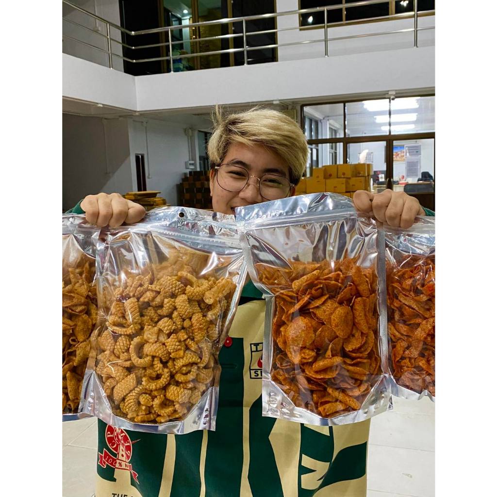 ( ขนม 4 กุมาร V2 ) ปลาหวานแดงกรอบ200g ปลาหวานแดงเส้น200g หนังปลาอินทรีย์กรอบ200g แคปหมึกออริ200g