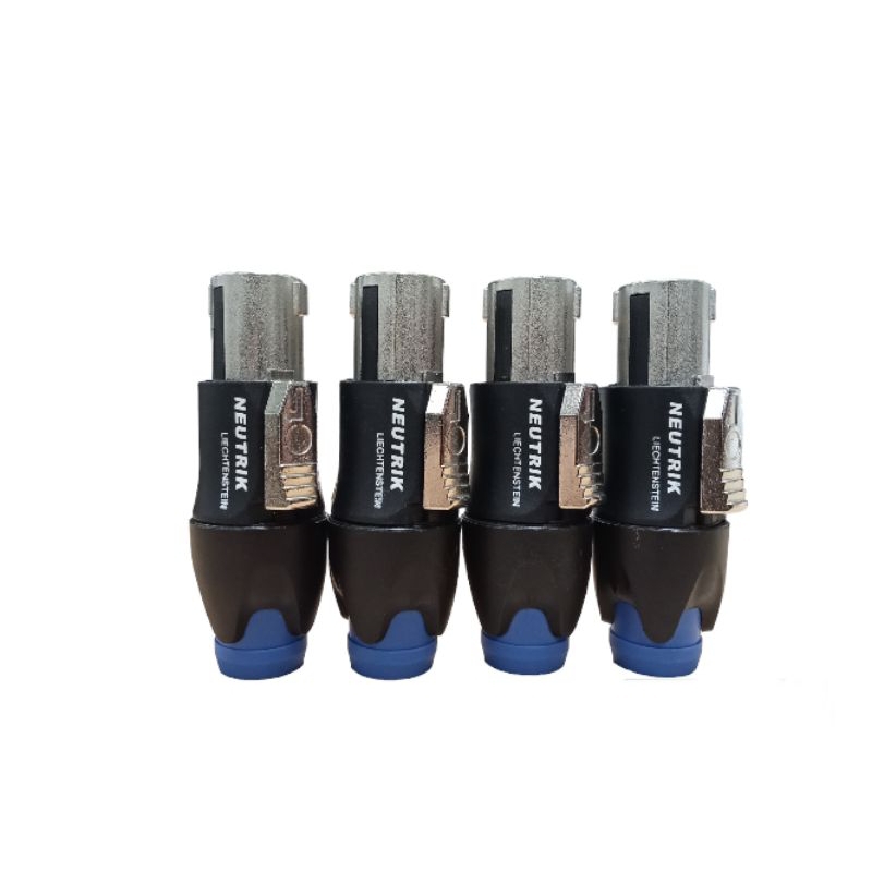 สเปคคอนลำโพงตัวผู้ แถบแดง+น้ำเงิน SPEAKON NL4FC NEUTRIK 4 PIN. หัวเหล็ก สวยงาม แข็งแรง ถอดประกอบง่าย
