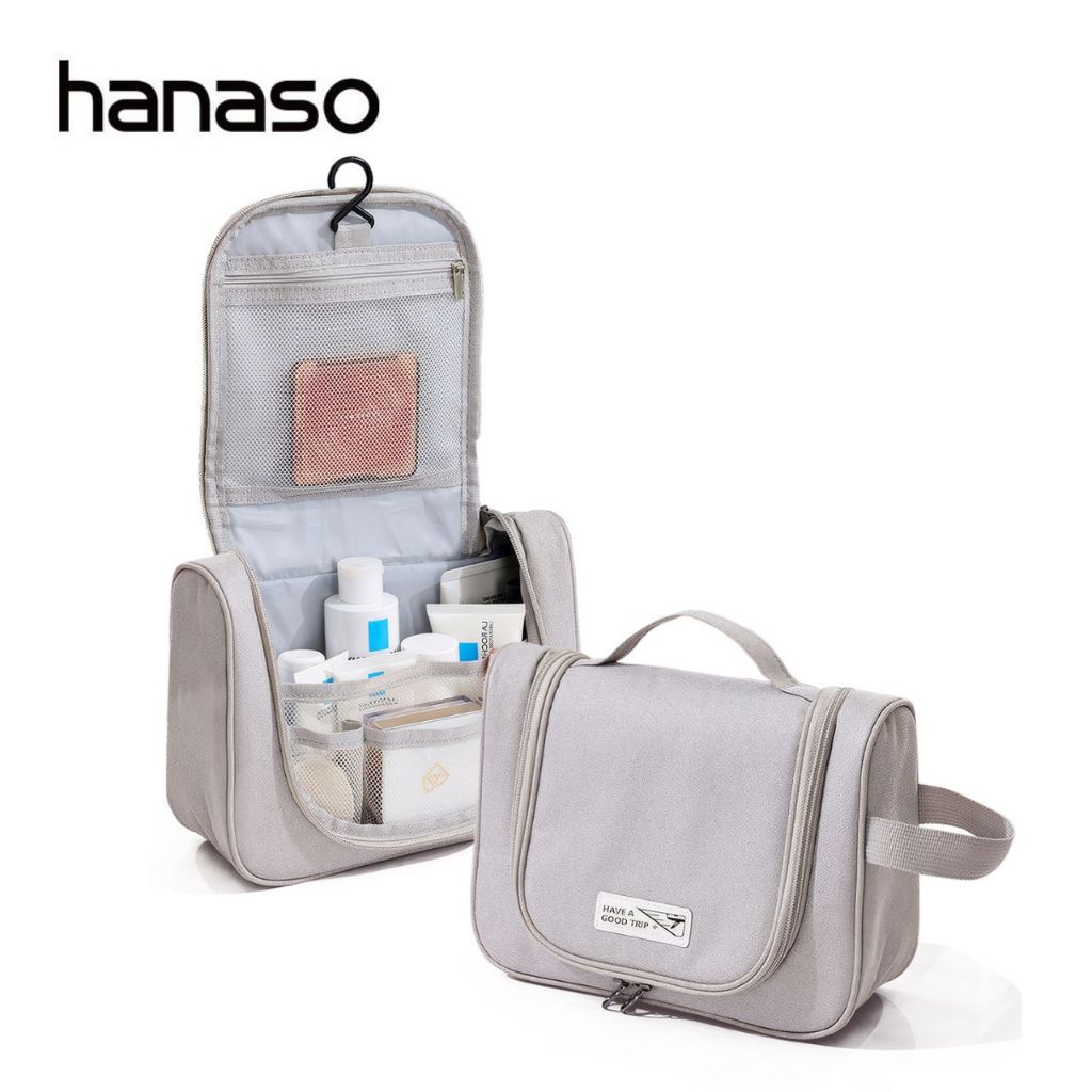 Hanaso กระเป๋าแขวนอาบน้ำ กระเป๋าจัดระเบียบ กระเป๋าห้องน้ำ พกพาเดินทาง ไปเที่ยว ขนาด 8x24x18cm. Toiletry Bag