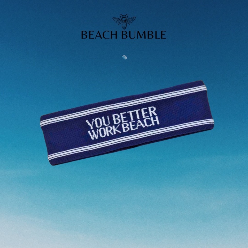 Headband ‘You Better Work Beach’ ผ้า cotton หนาสองชั้น (Blue)