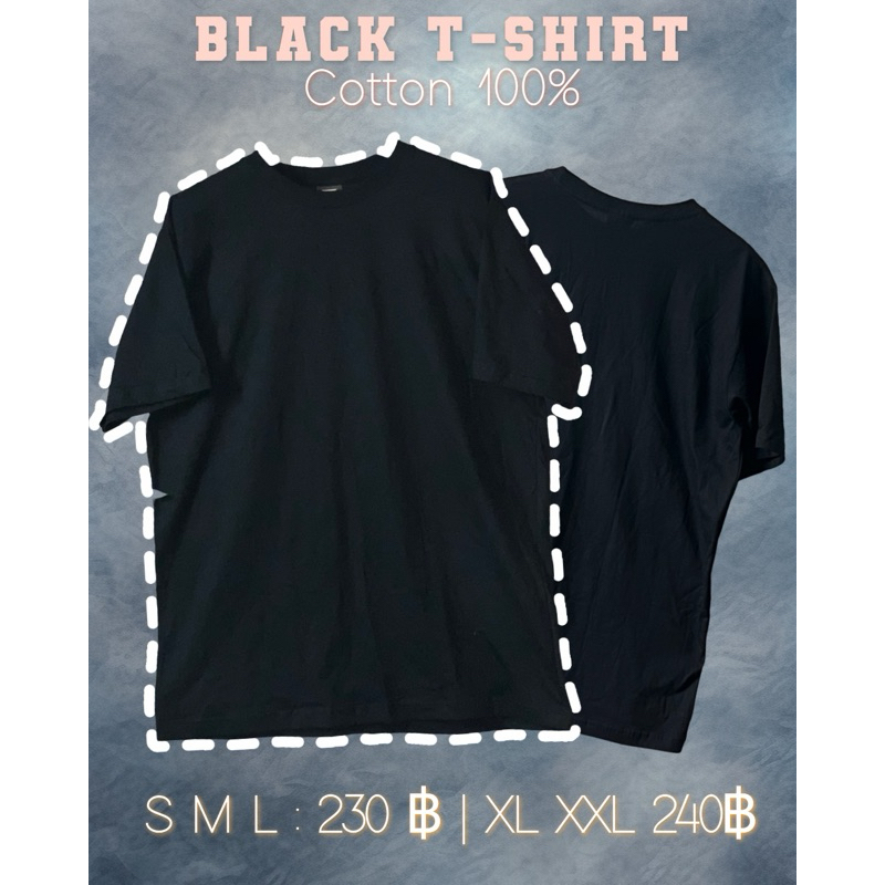 เสื้อดำ สีล้วน สีดำ ผ้าหนา cotton 100 ไม่ยืด ไม่หดไม่ย้วย เสื้อเปล่า เสื้อยืด คอไม่ติด ใส่สบาย ทนทาน ป้ายPG S M L XL XXL