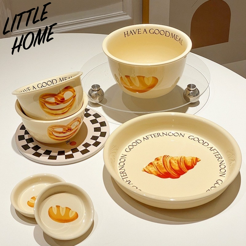 LITTLEHOME จาน ชาม ถ้วย เซรามิค เข้าไมโครเวฟได้ Bread (A2)