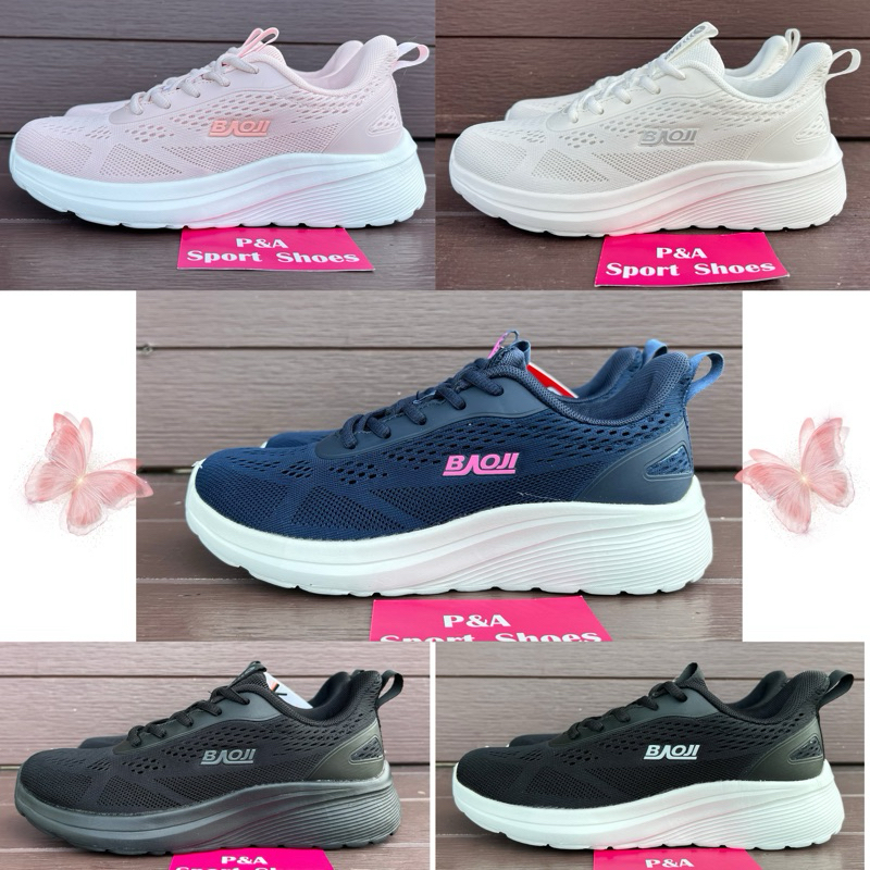 รองเท้าผ้าใบบาโอจิbaoji รองเท้าผ้าใบสีดำล้วน รองเท้าผ้าใบสีขาวล้วน นุ่มเบา #bjw992