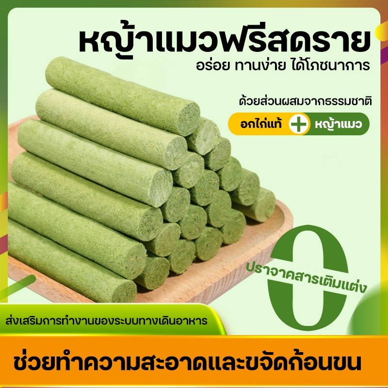 Sale!! หญ้าแมวผสมอกไก่ฟรีสดรายขนาด 50กรัม ทานง่ายแมวชอบ ช่วยลดปัญหาก้อนขน ขัดฟันและทำความสะอาดระบบทางเดินทางอาหาร