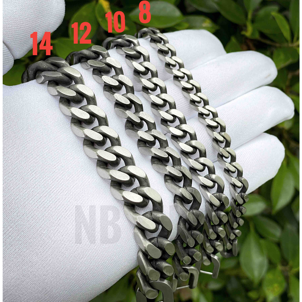 R-402 สร้อยข้อมือสแตนเลสแท้ ข้อมือเลสรมดำ/ปัดดำ ขนาด10mm12mm14mm เกรดพรีเมี่ยม เลสบริสุทธิ์ทนทานไม่ลอก