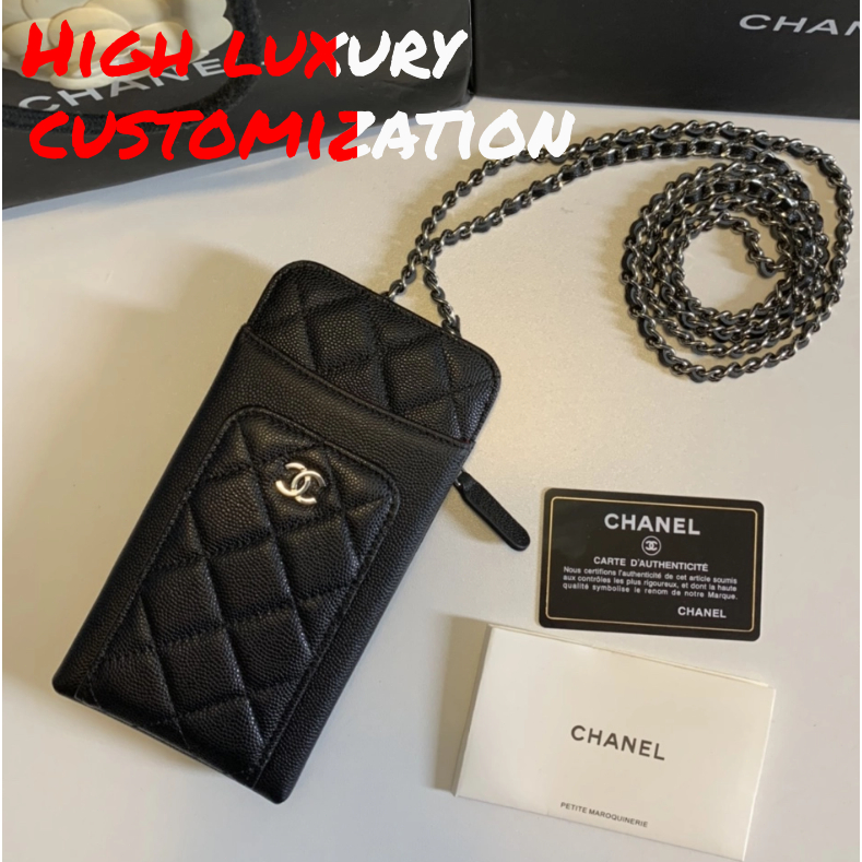 CHANEL chain mobile phone bag/กระเป๋าใส่โทรศัพท์มือถือสายโซ่ CHANEL/Size: 10×18×2cm
