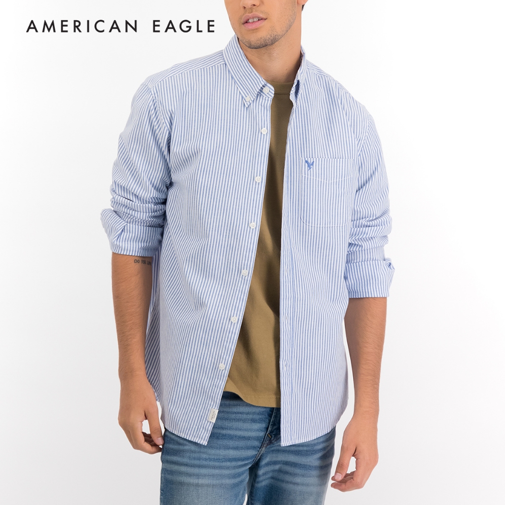 American Eagle Striped Oxford Shirt เสื้อเชิ้ต ผู้ชาย อ็อกซ์ฟอร์ด ลายตรง (NMSH 015-2104-401)