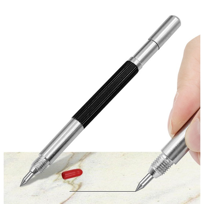 PLPen: ปากกาขีดเหล็กหัวคาร์ไบด์ Carbide Scriber Pen มาร์กเกอร์ ทังสเตนคาร์ไบด์กันสนิม เหล็กปลายเหล็ก สองด้าน แกะสลัก