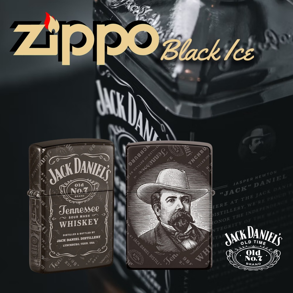 SPECIAL PRICE Zippo Jack Daniel Black Ice, 100% ZIPPO Original from USA, new and unfired. Year 2021