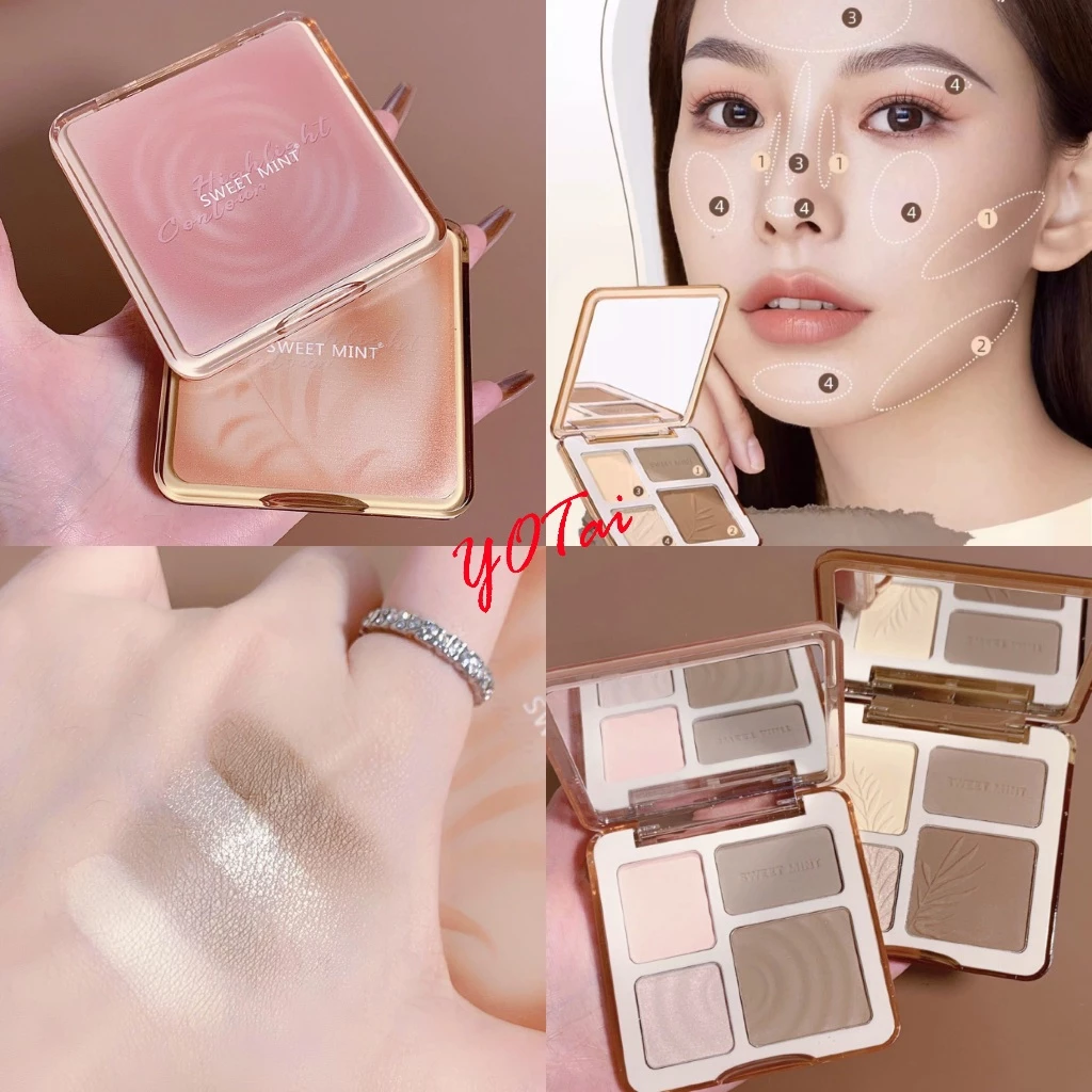 YOTAI ❤️Sweet Mint❤️ พาเลทคอนทัวร์ ไฮไลท์เฉดดิ้ง พาเลทไฮไลท์เฉดดิ้ง สร้างมิติ คอนทัวร์ กันน้ำ กันเหงื่อ ติดทนยาวนาน
