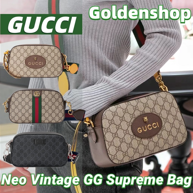 🍒กุชชี่ Gucci Neo Vintage GG Supreme Messenger Bag🍒กระเป๋าสะพายเดี่ยว ของขวัญ