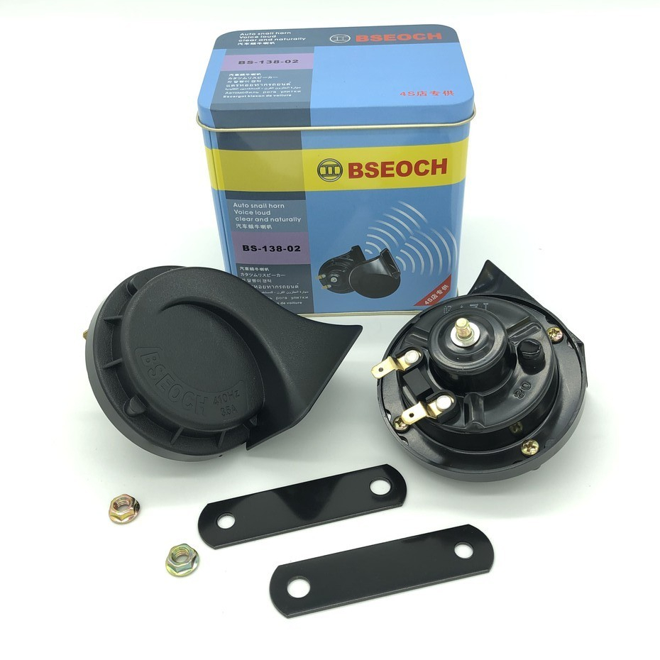 แพ็ค 2ชิ้น แตรหอยโข่ง รุ่น BS-138-02 สีดำ BSEOCH แท้100% 12V /24V เสียงเบนซ์ 115db