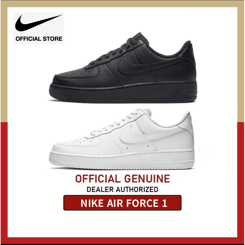 Nike Air Force 1 Low 07 รองเท้าผ้าใบกันลื่นสีขาวและสีดำของแท้ 100%sports shoes